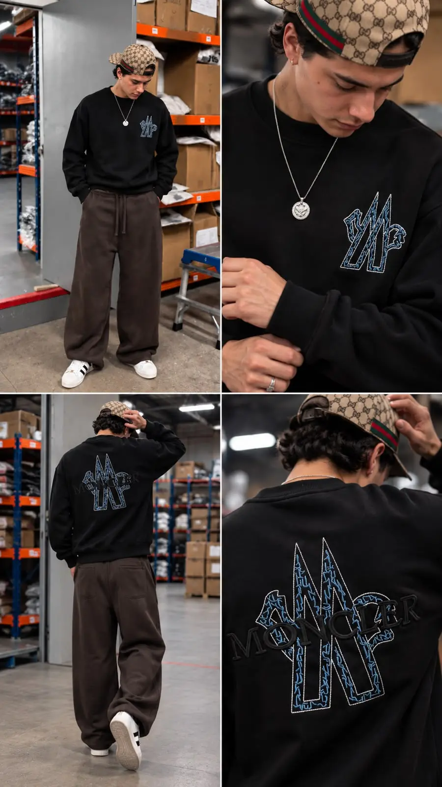 Front & Back Logo Crew Sweatshirt in Black, photo 10