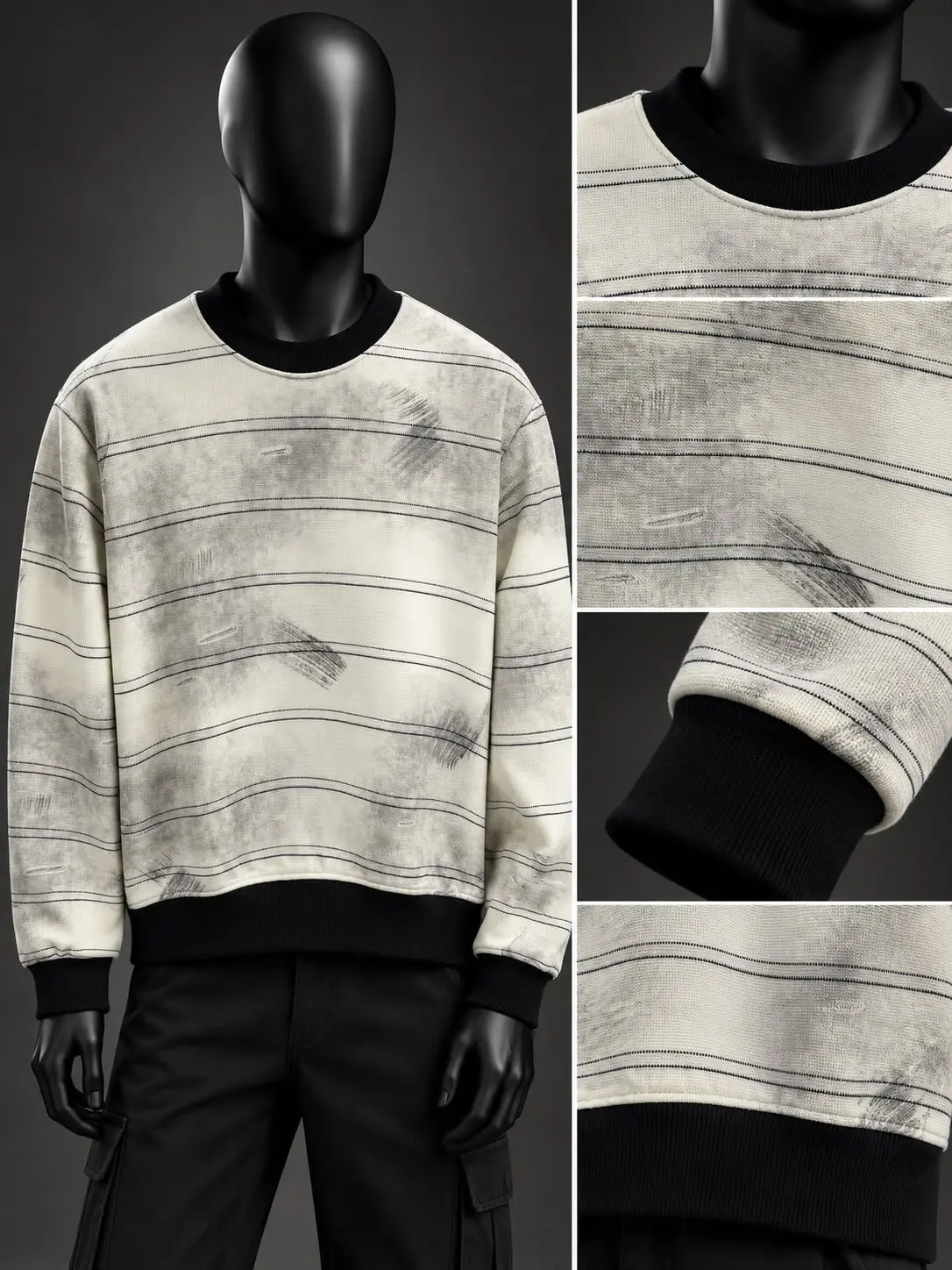 Washed Stripe Sweater in Cream