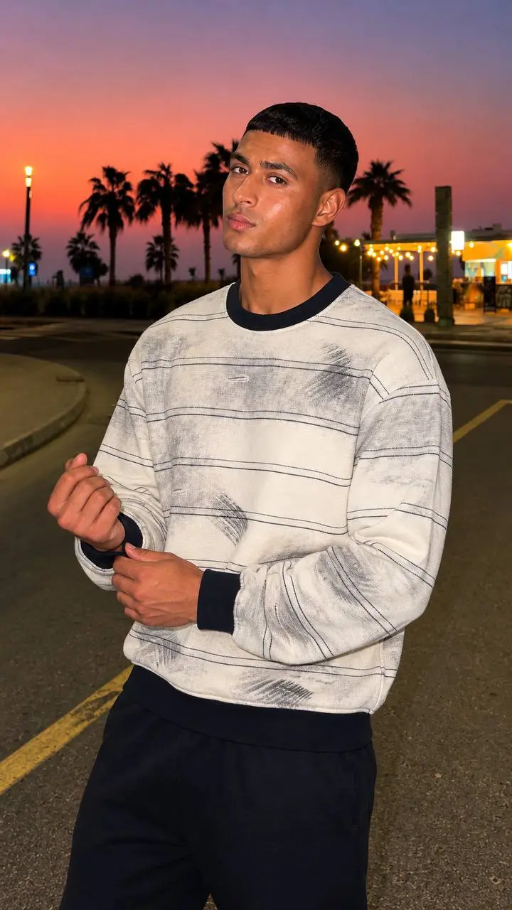 Washed Stripe Sweater in Cream, photo 3