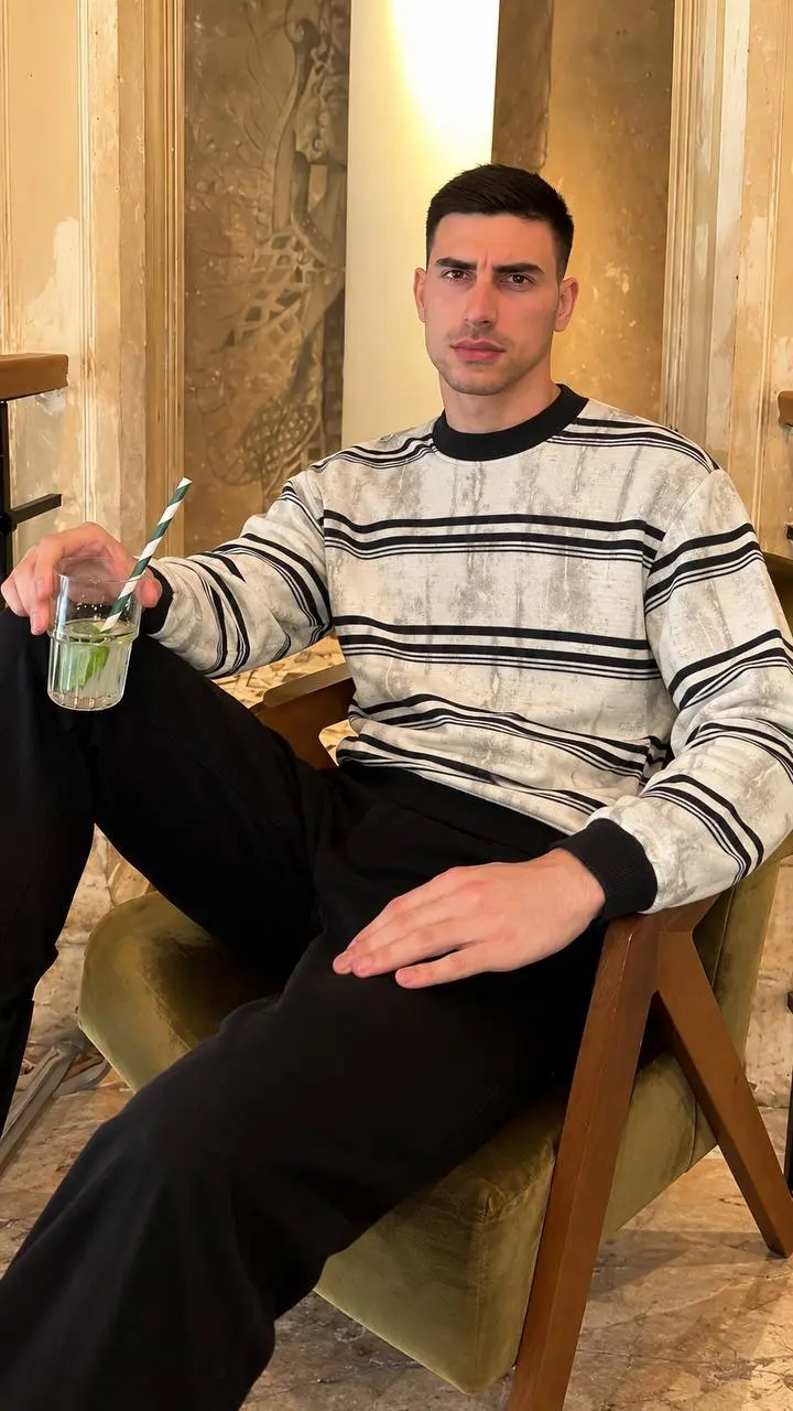 Washed Stripe Sweater in Cream, photo 4