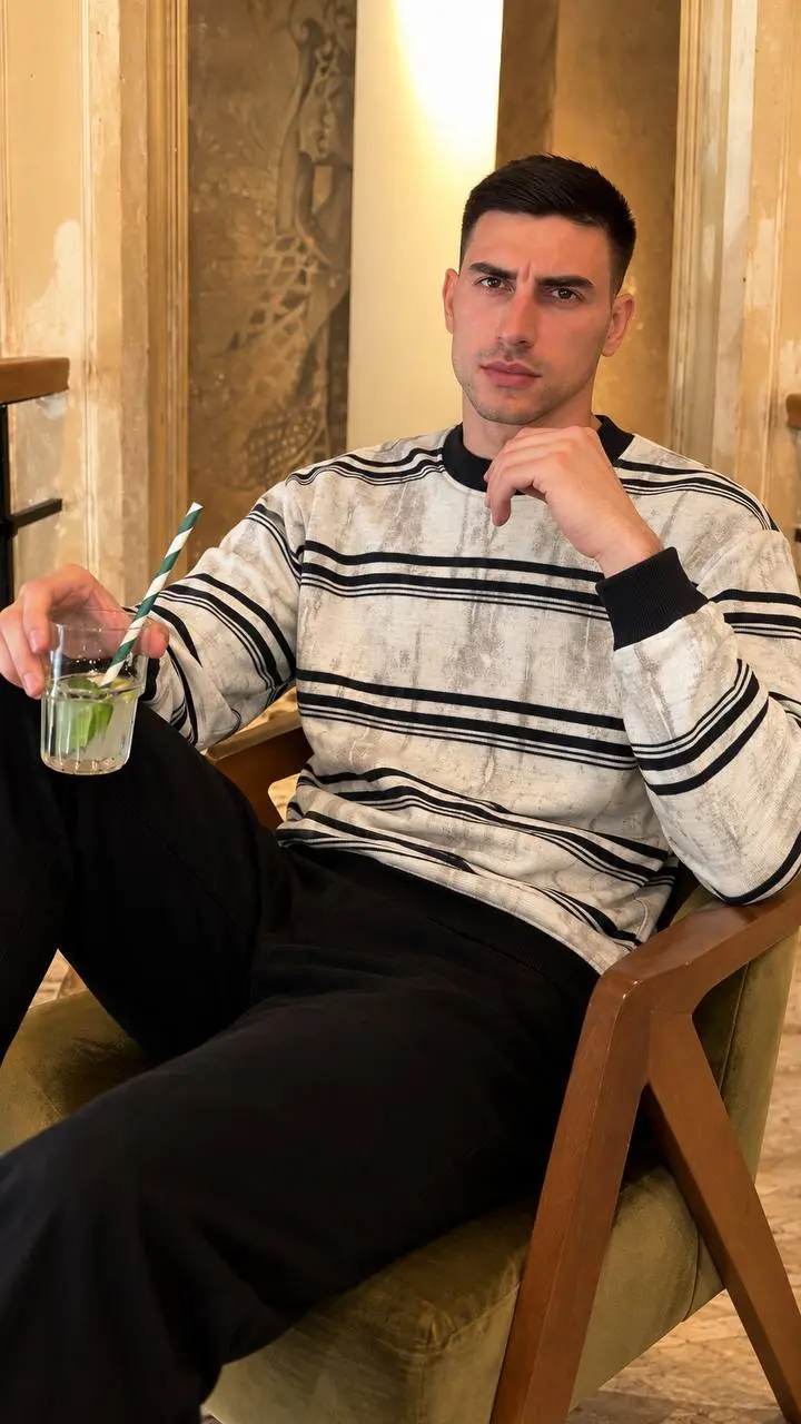 Washed Stripe Sweater in Cream, photo 5