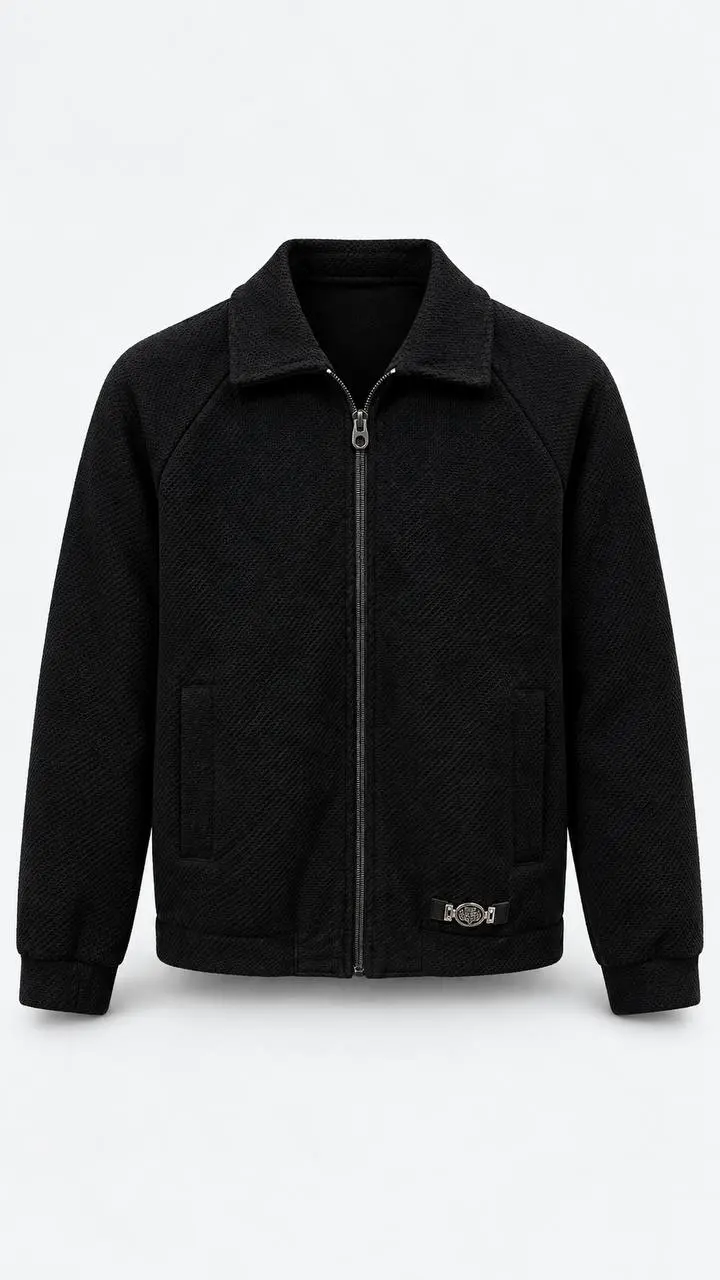Fleece Zip Jacket in Black