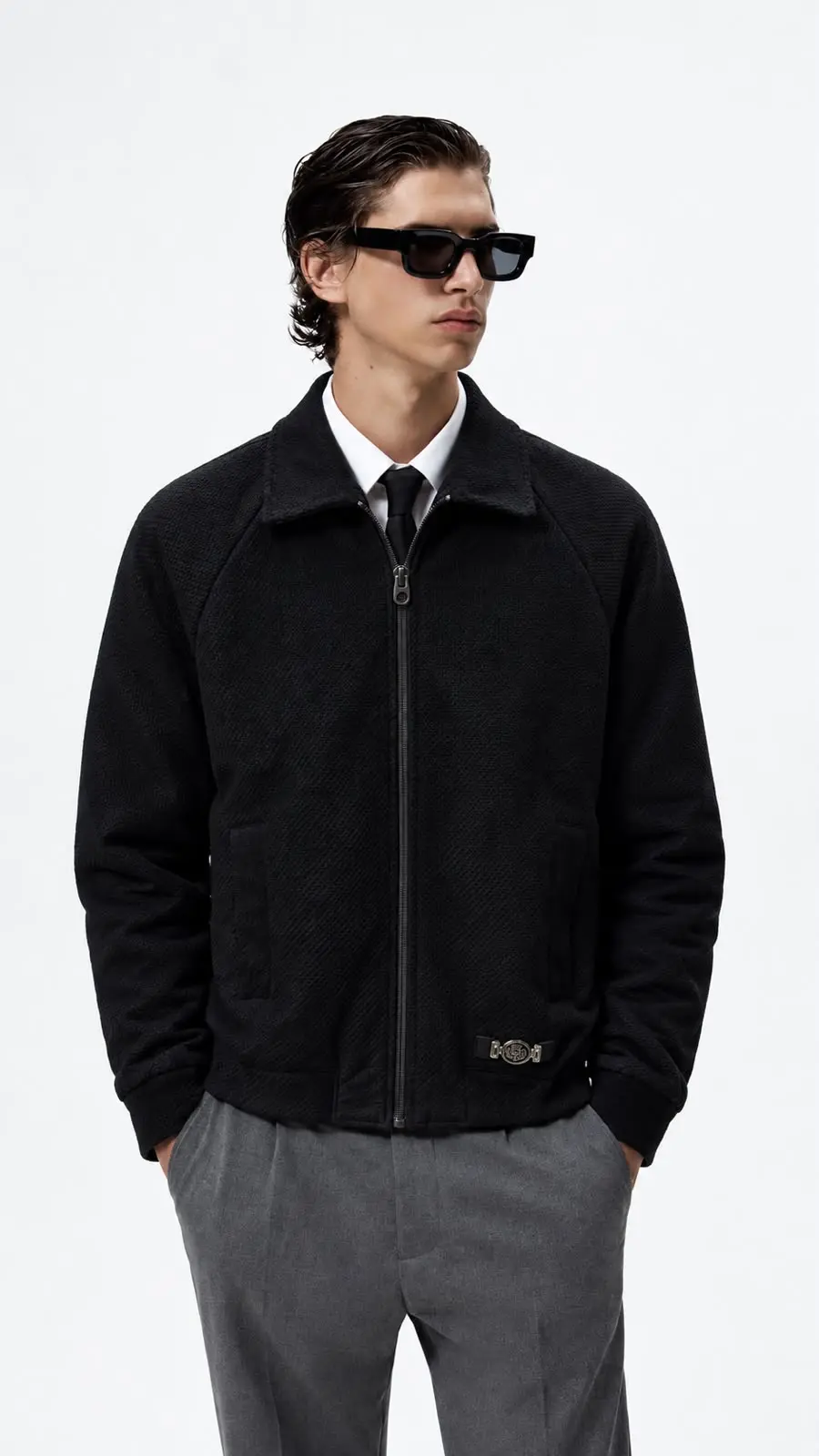 Fleece Zip Jacket in Black, photo 3