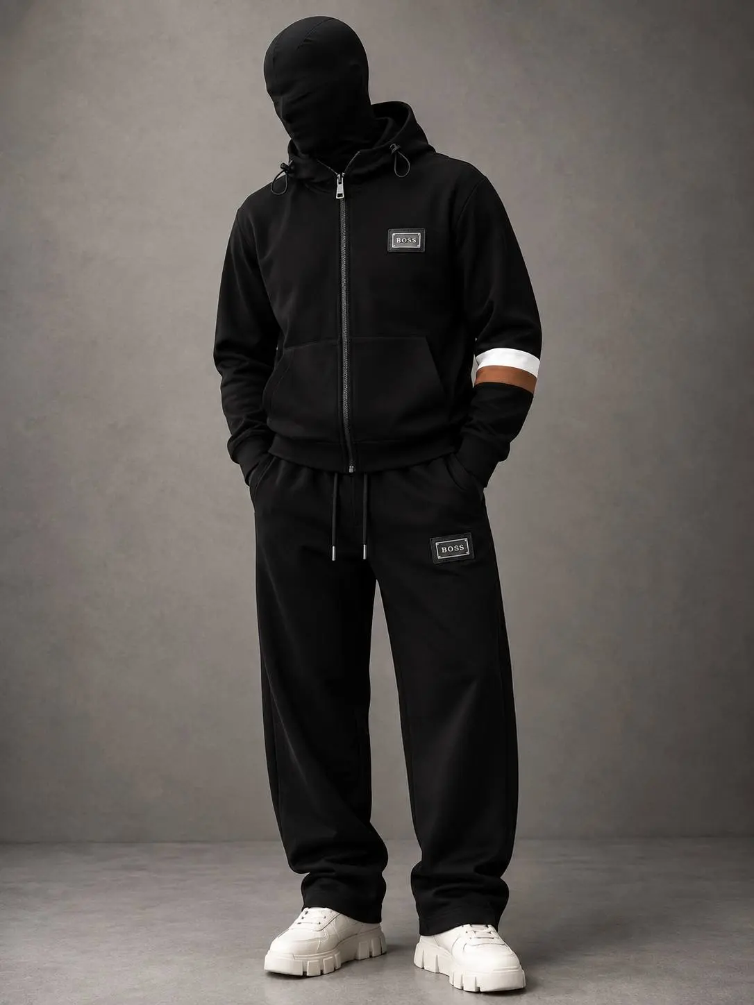 Patch Tracksuit Set in Black, photo 2