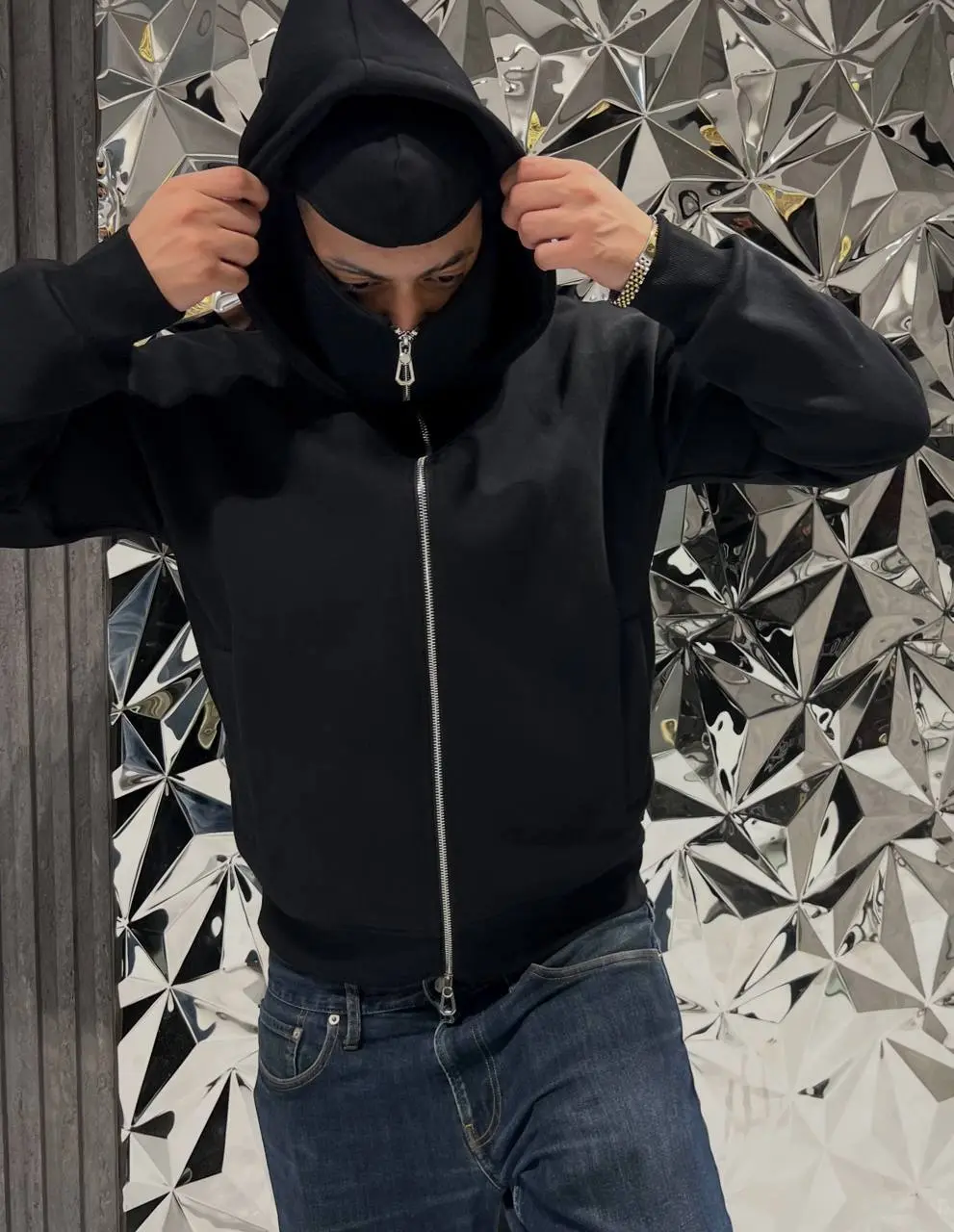 Essential Zip Hoodie in Black, photo 3