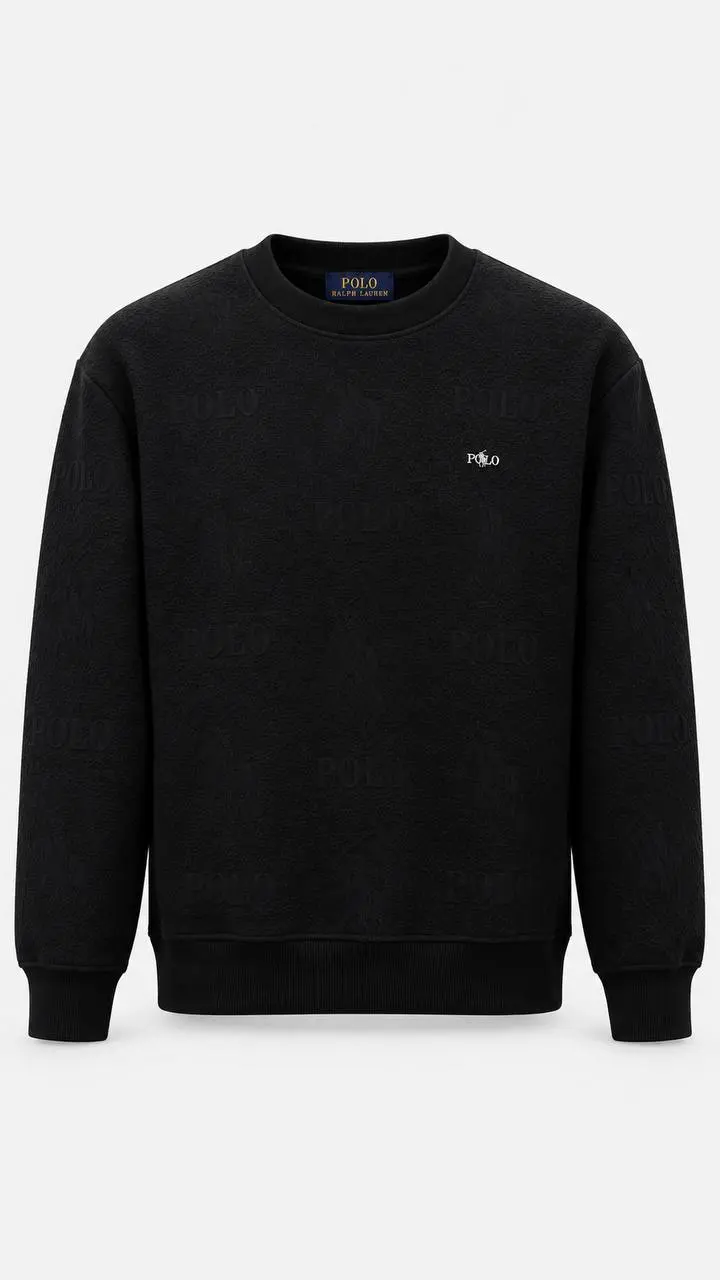 Embossed Rider Crew Sweatshirt in Black, photo 2