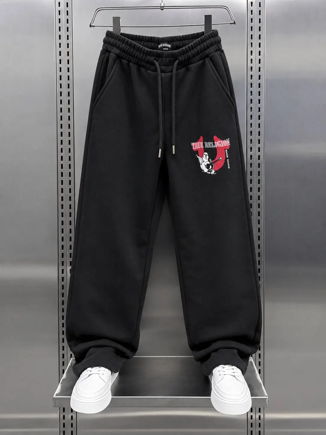 Horseshoe Graphic Wide-Leg Sweatpants in Black
