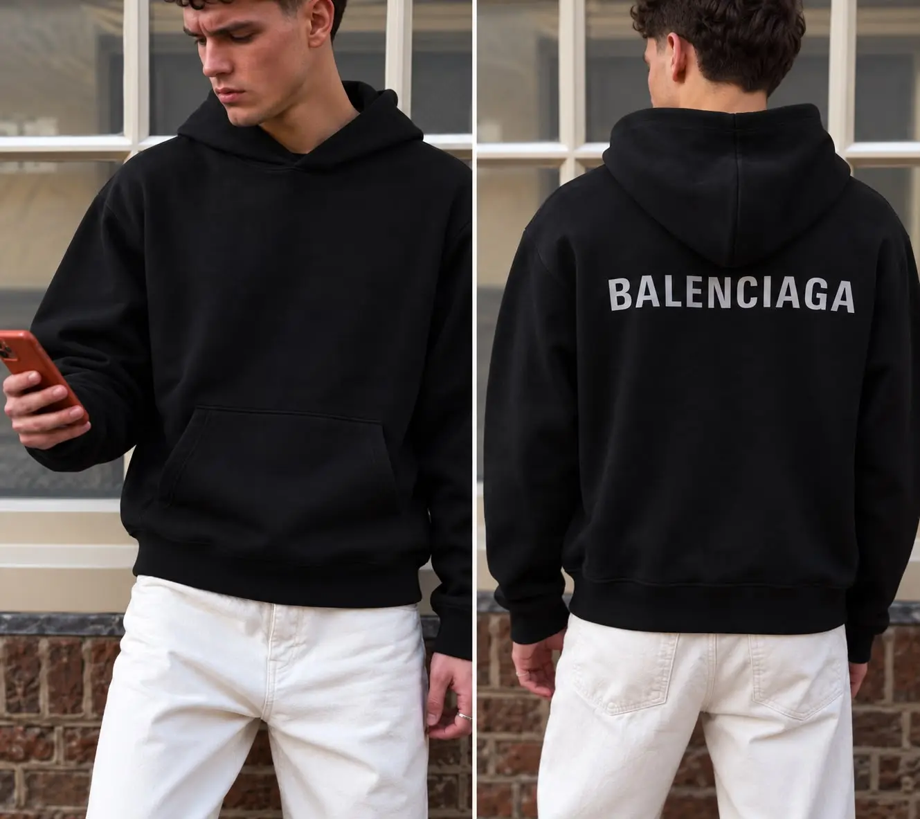 Back Lettering Hoodie in Black