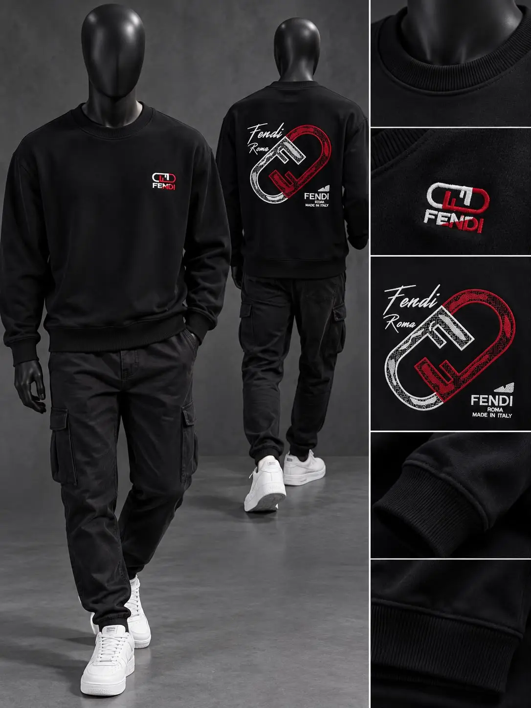 Graphic Logo Crew Sweatshirt in Black