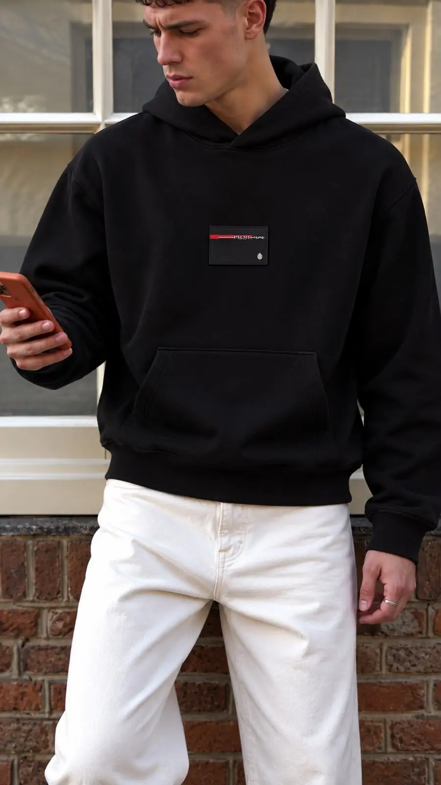 Patch Logo Hoodie in Black