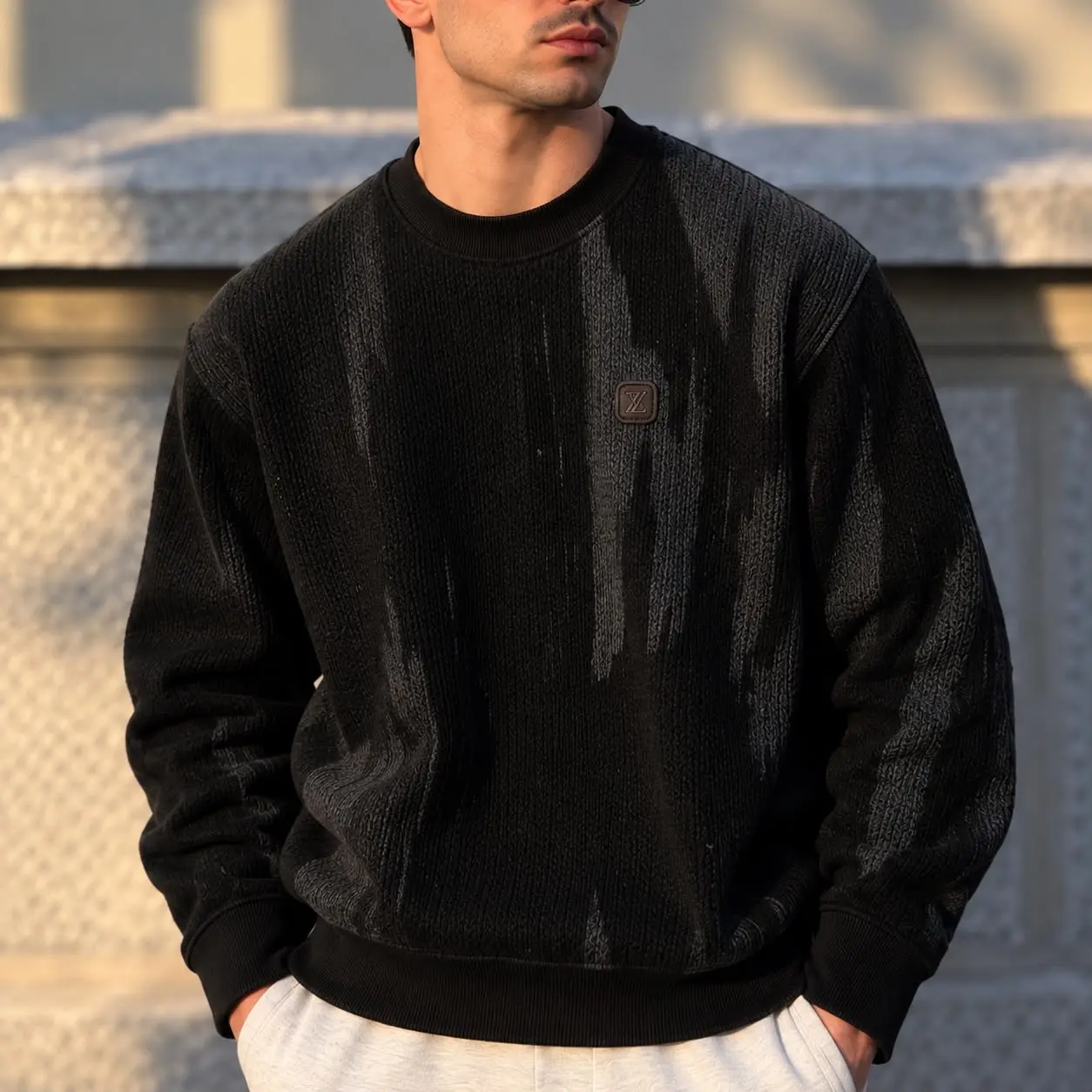 Brushstroke Knit Sweater in Black