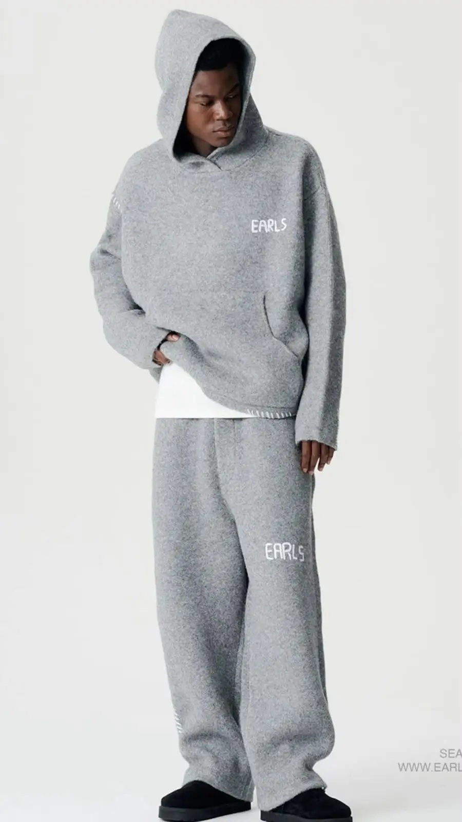 Lettering Hoodie Set in Grey