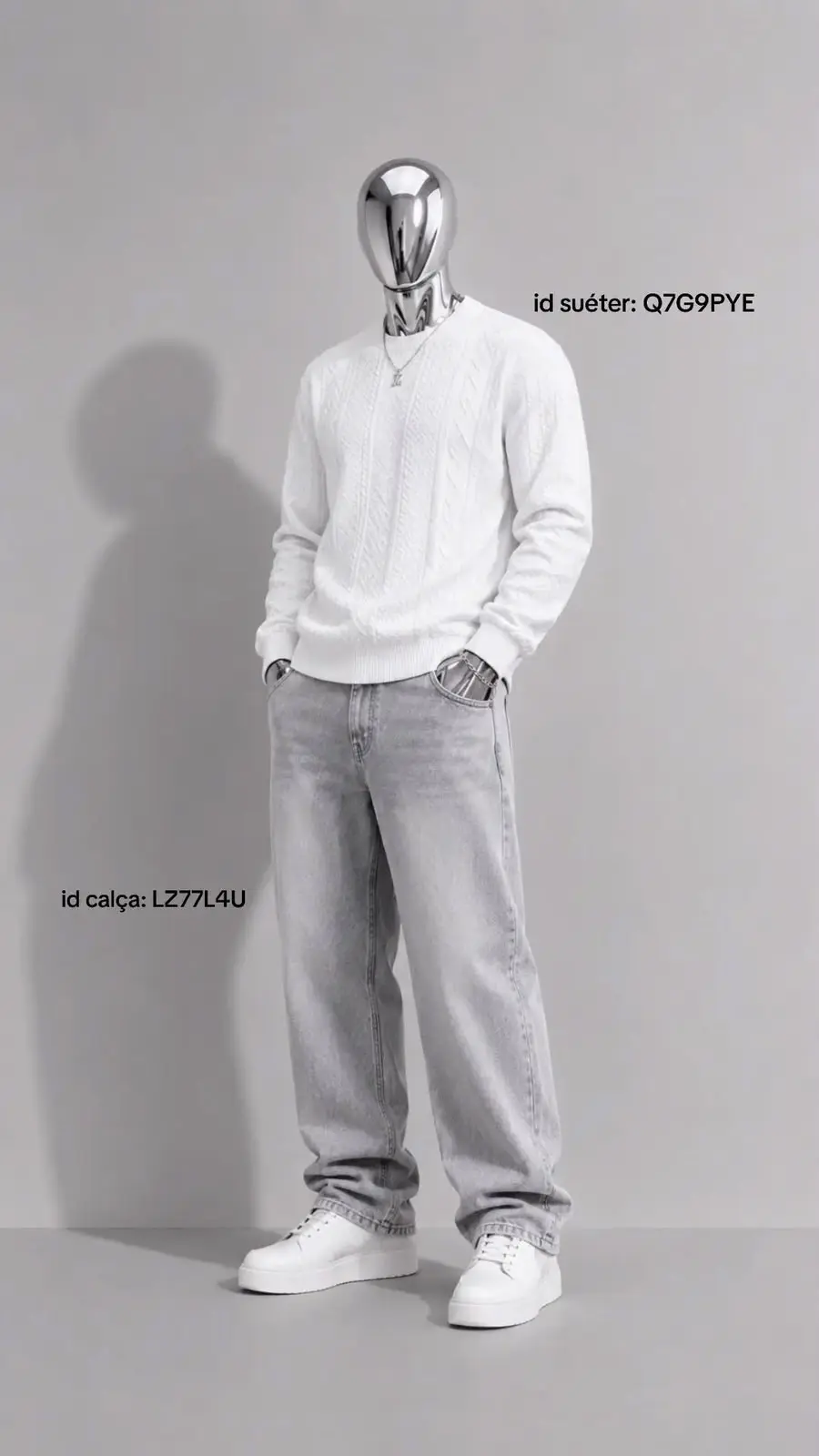 Cable Knit Sweater in White