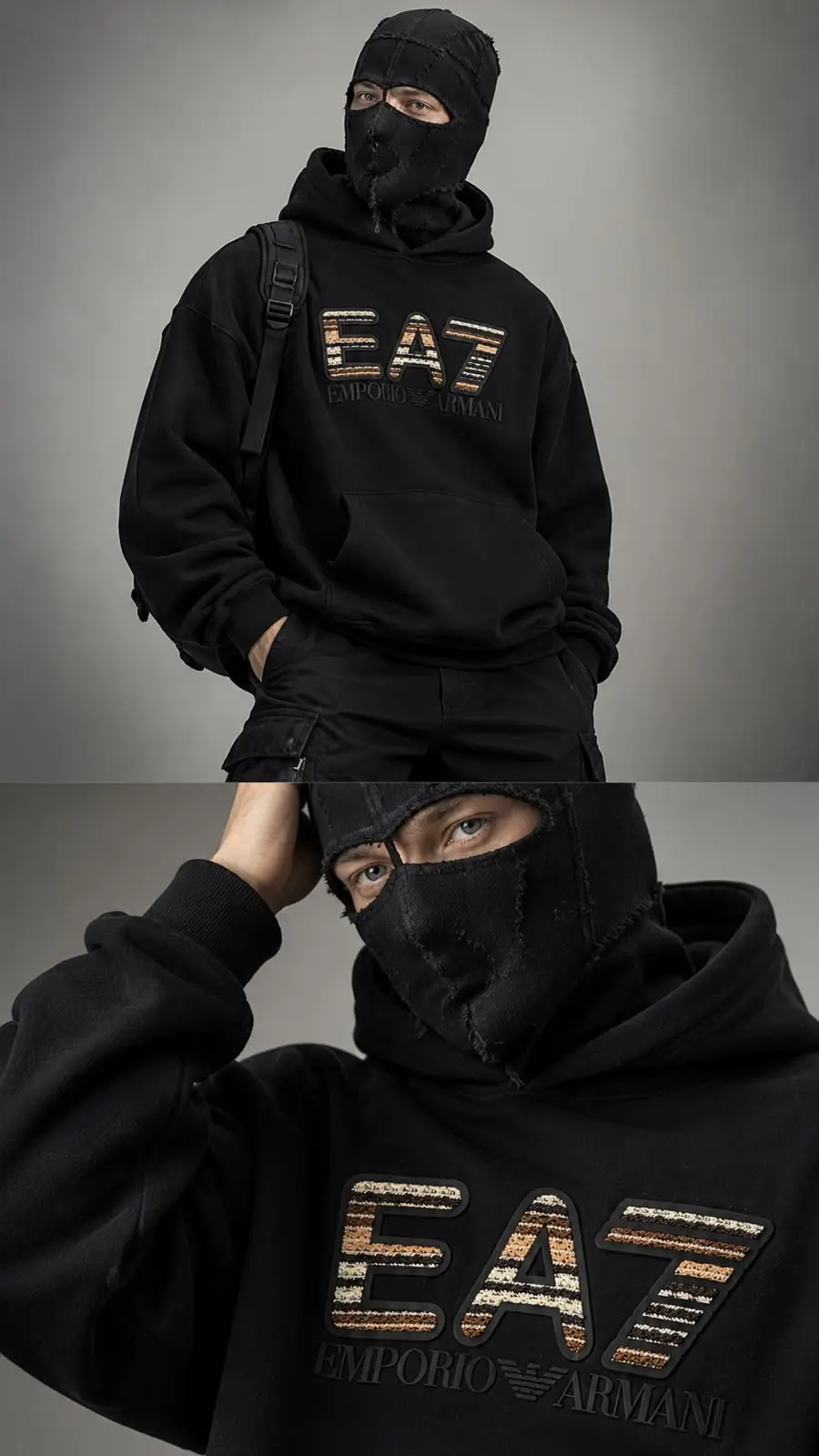 EA7 Lettering Hoodie in Black, photo 3