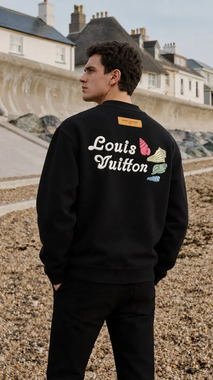 Script Back Logo Crew Sweatshirt in Black