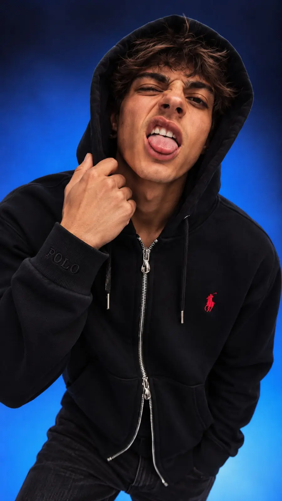 Small Logo Zip Hoodie in Black