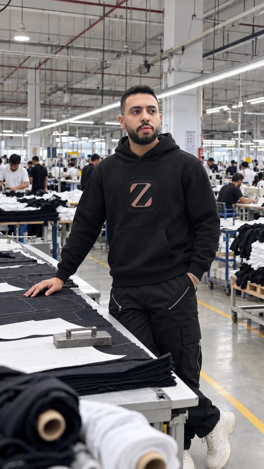 Letter Badge Hoodie in Black