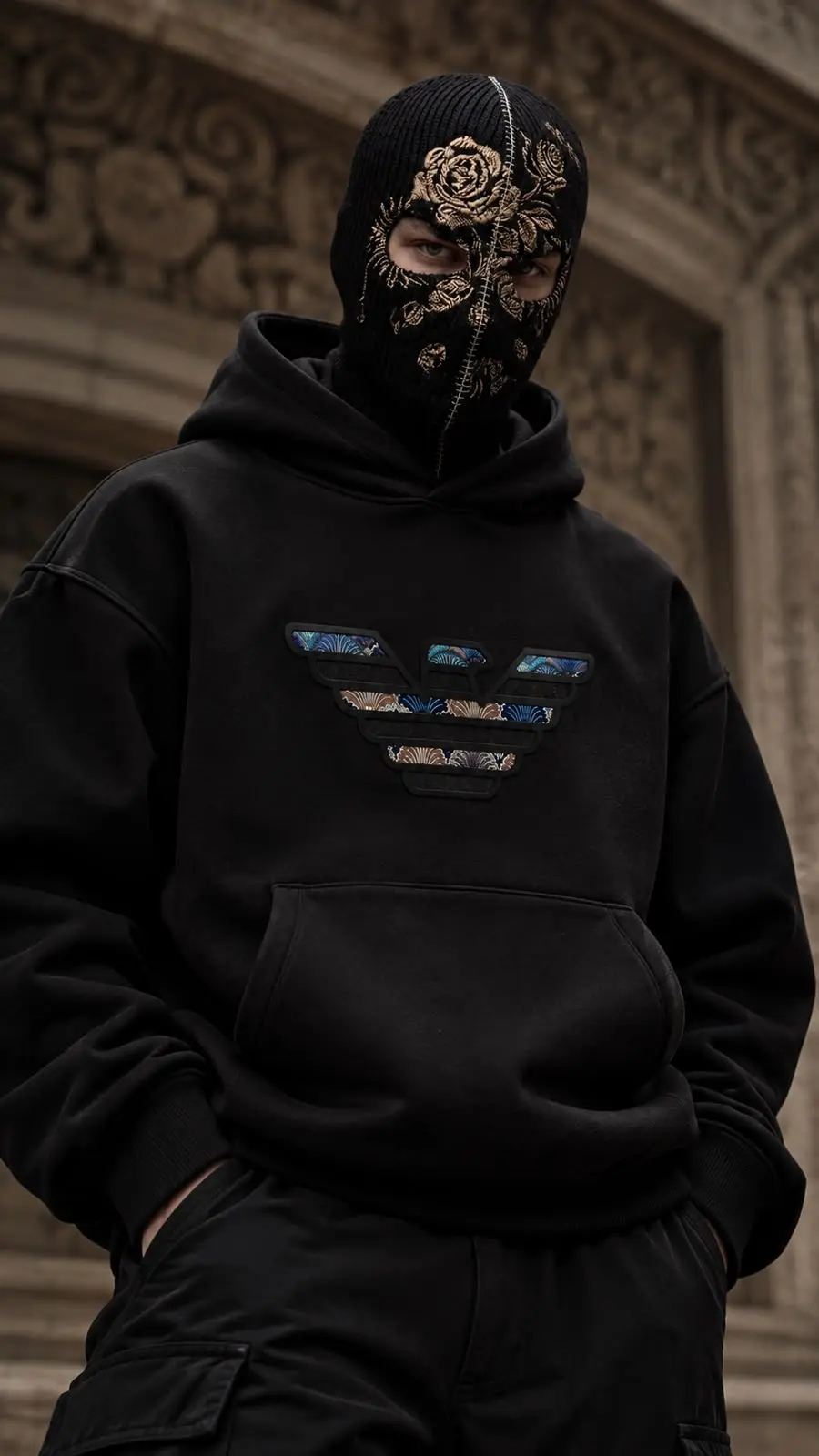 Multicolour Eagle Hoodie in Black, photo 3