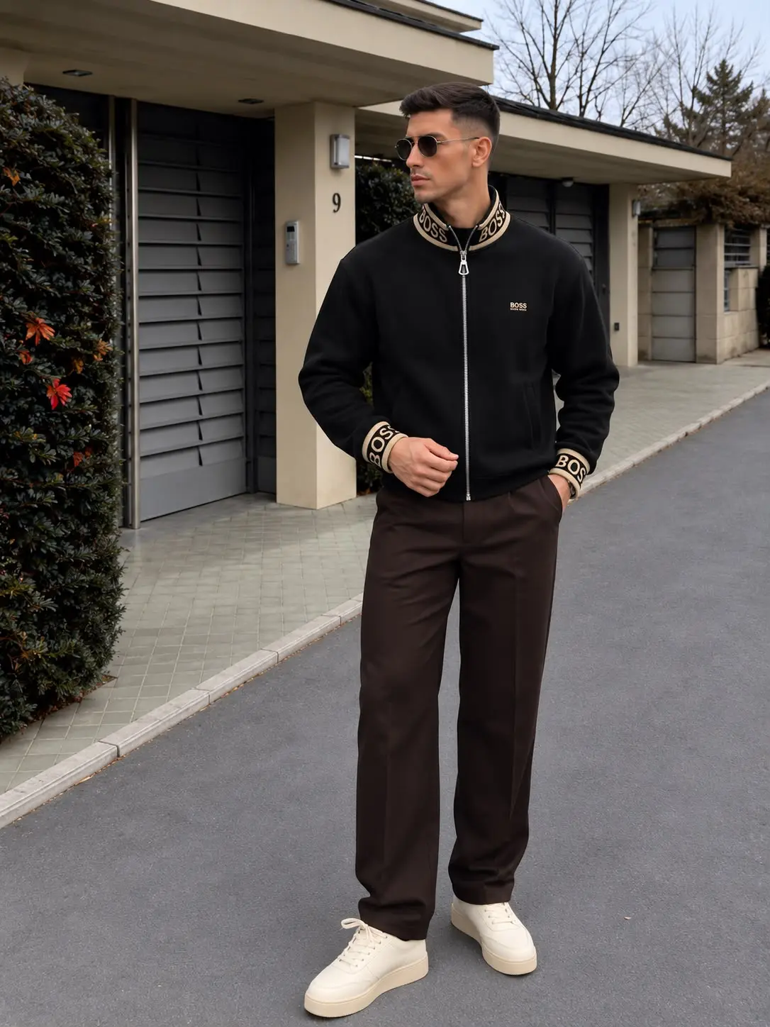 Cable Texture Quarter-Zip in Black, photo 7