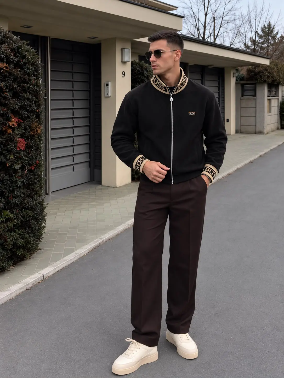 Cable Texture Quarter-Zip in Black, photo 8