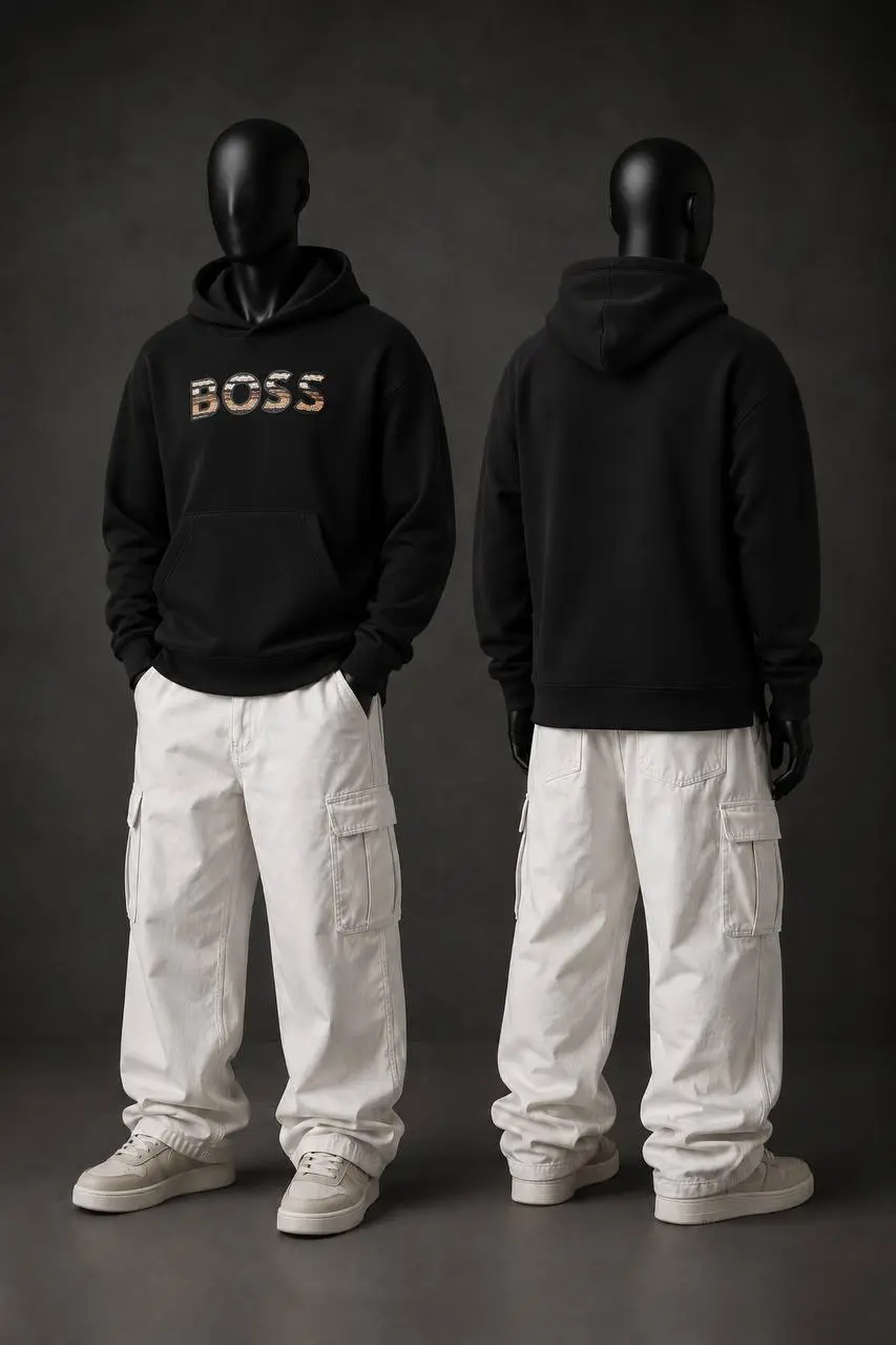 Zigzag Lettering Hoodie in Black, photo 3