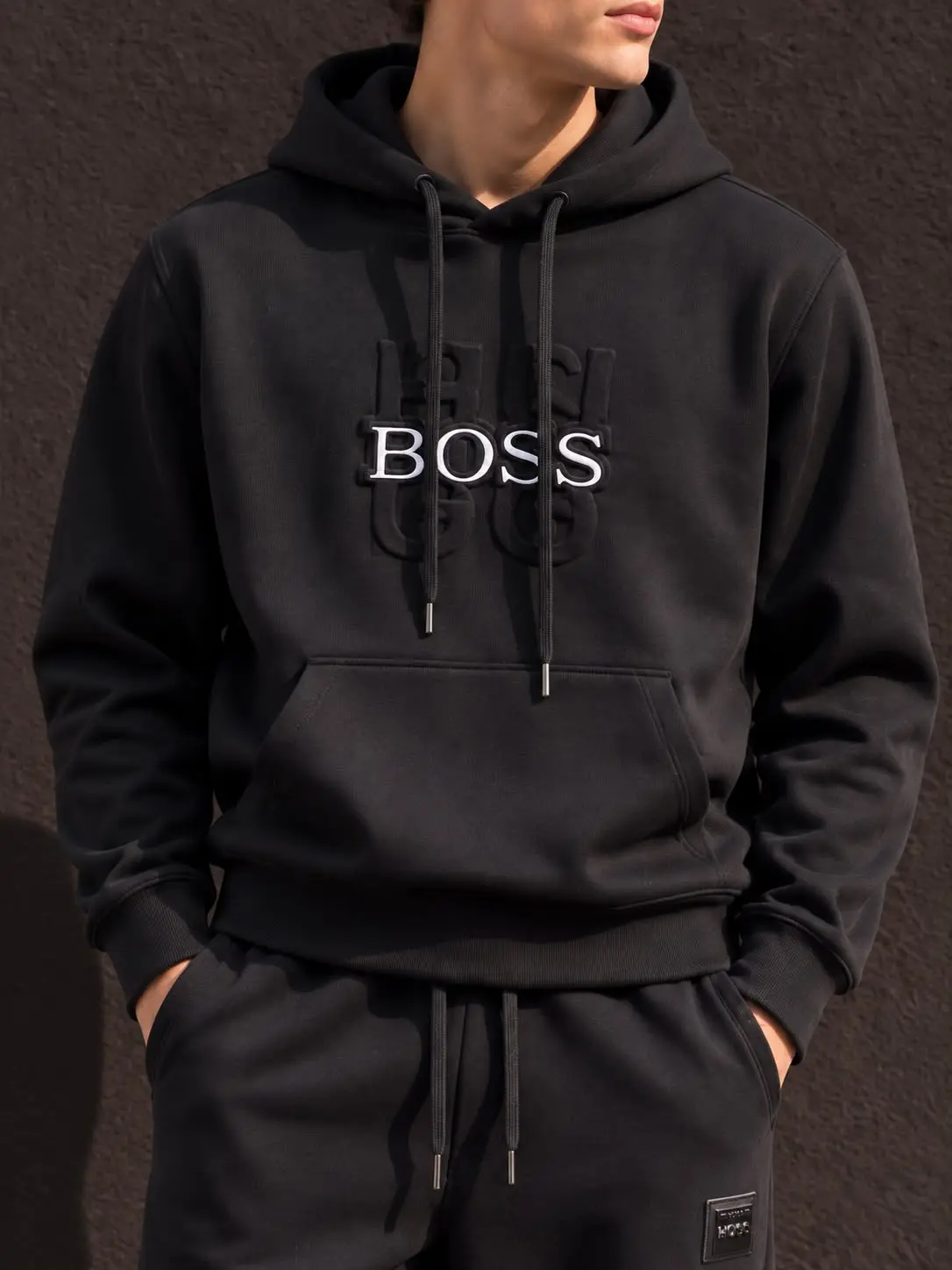 Embossed Monogram Hoodie in Black, photo 3