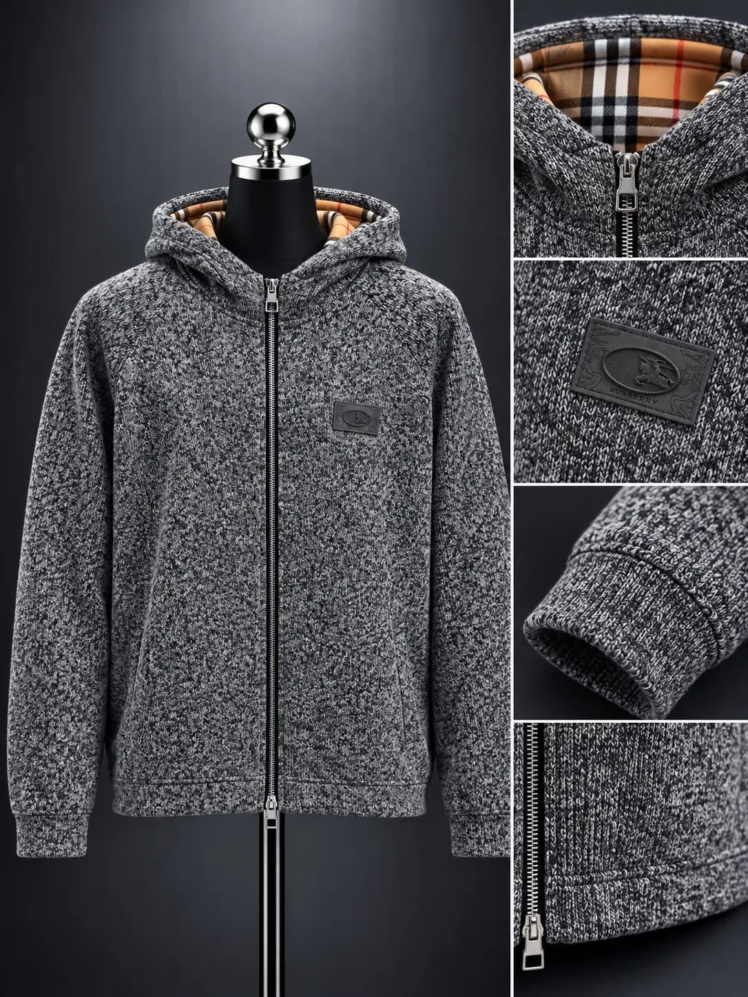 Fleece Zip Hoodie in Grey