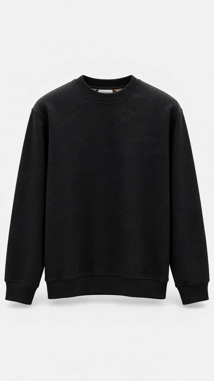 Embossed Script Crew Sweatshirt in Black