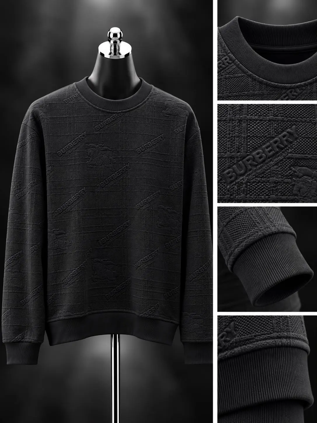 Embossed Script Crew Sweatshirt in Black, photo 2