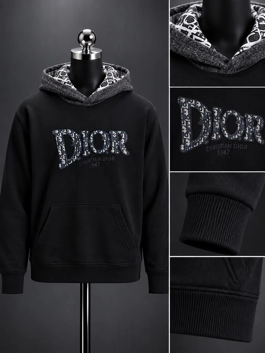 Embroidered Logo Hoodie in Black