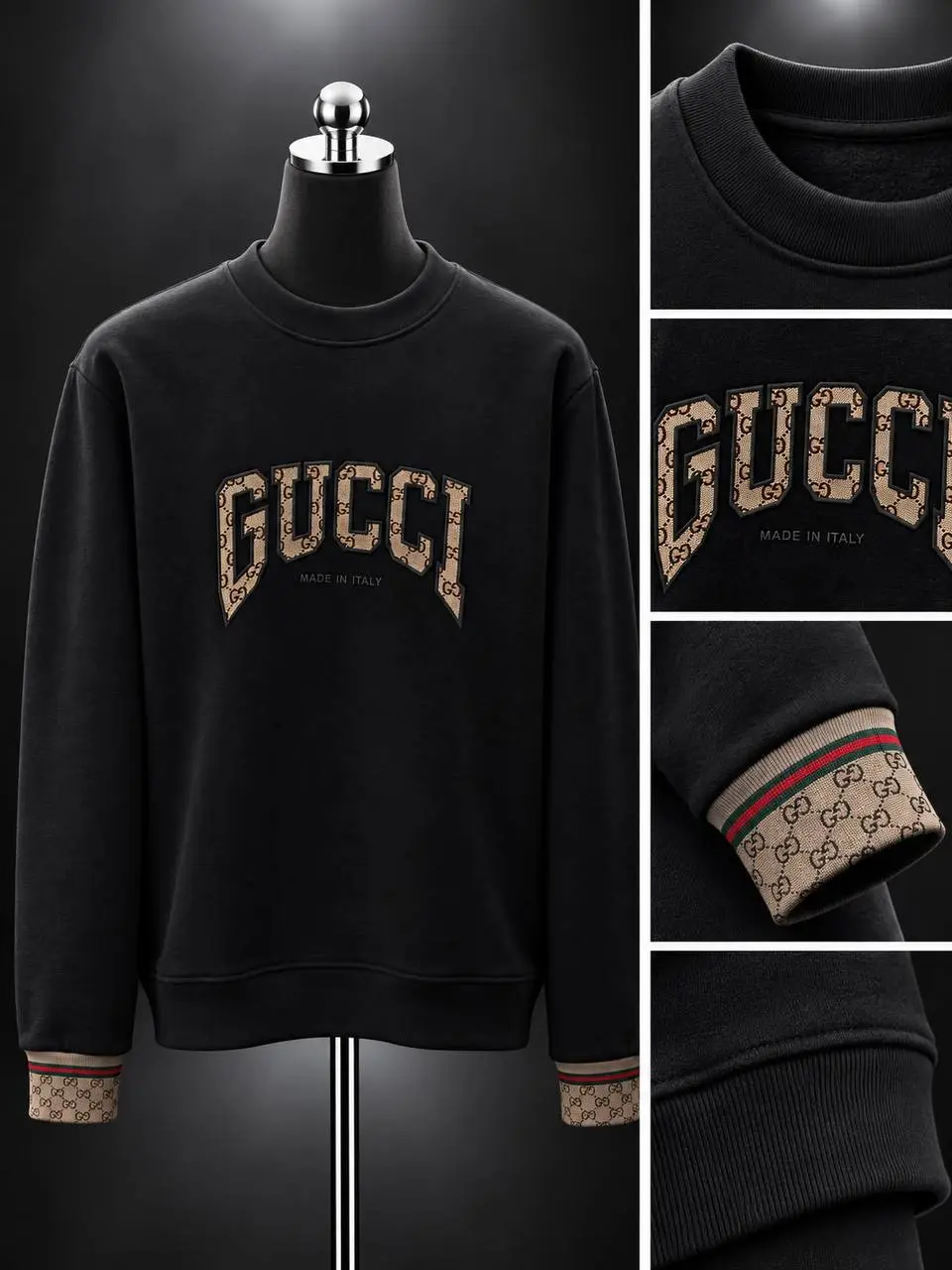 Arched Logo Crew Sweatshirt in Black