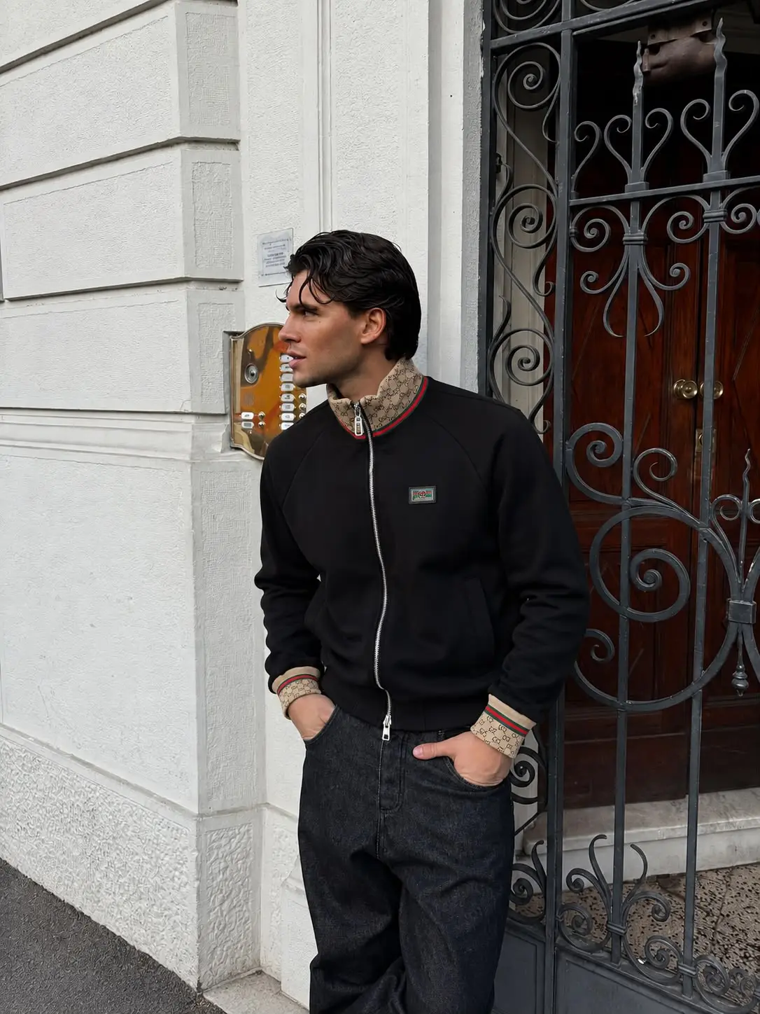 Monogram-Collar Track Jacket in Black, photo 4
