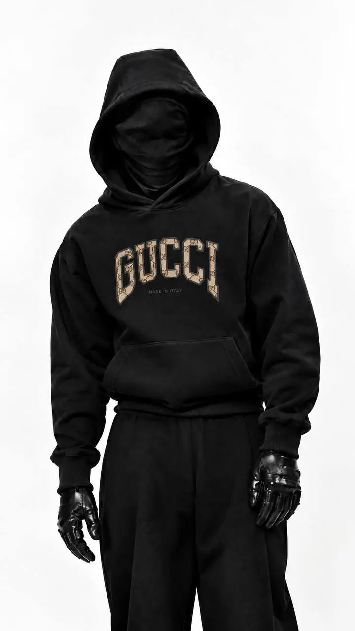 Arched Logo Hoodie in Black