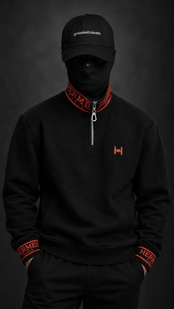 Logo-Tape Quarter-Zip in Black, photo 3