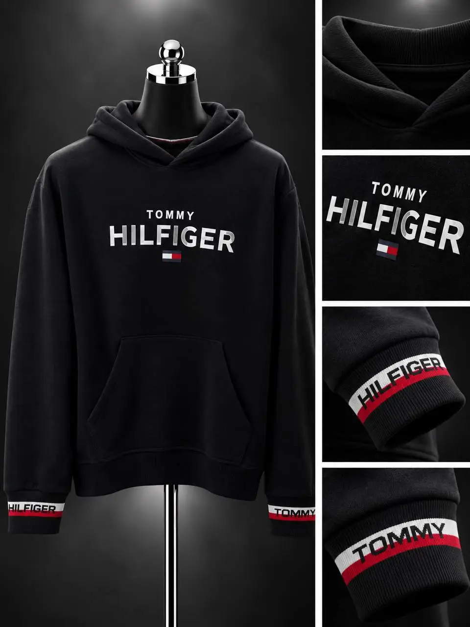 Flag Logo Hoodie in Black